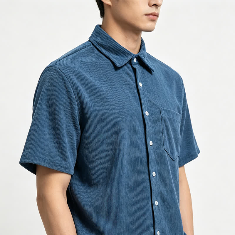 Men's 90s-Inspired Relaxed Short-Sleeve Corduroy Shirt - image 1