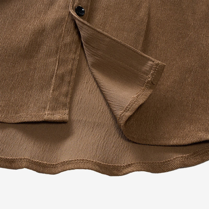 Men's Minimalist Button-Down Stand Collar Corduroy Shirt - image 10