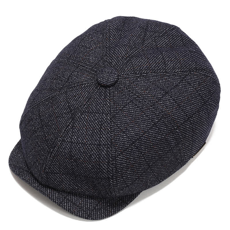  Classic Newsboy Flat Cap with Earflap Beret - Blue Black - Adjustable (about 22"-23 5/8") - image 13