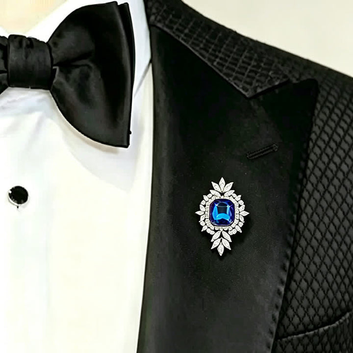 Timeless Sparkling Royal Blue Floral Crystal Brooch - Royal Blue - image 0