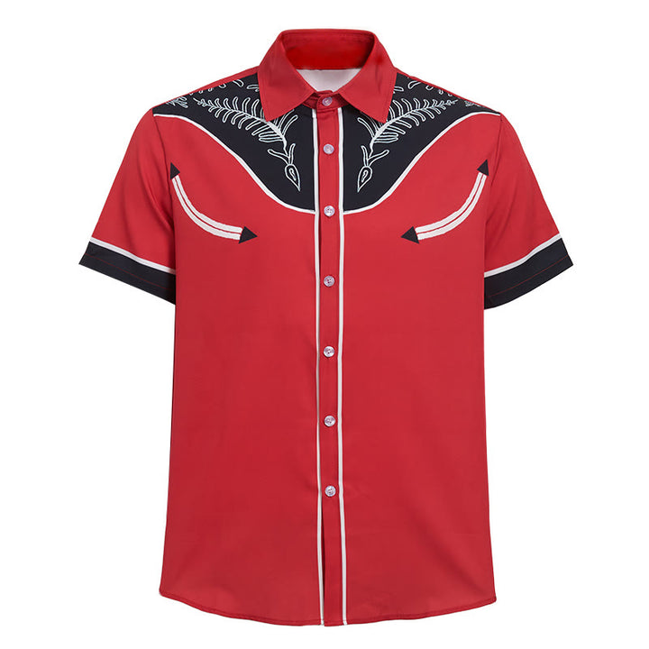Men's Western Style Printed Short Sleeve Button Shirt - image 12