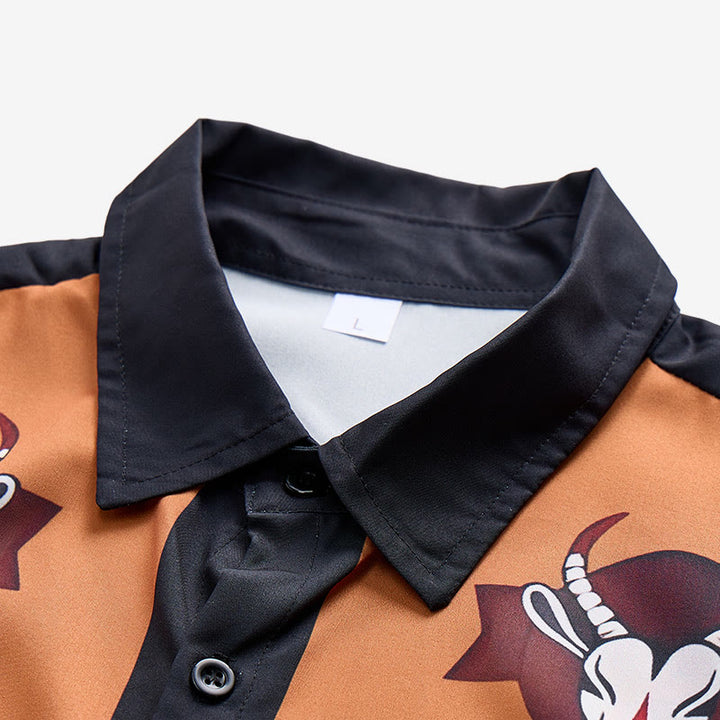Men's Western Goat Head Feather Print Short Sleeve Shirt - image 4