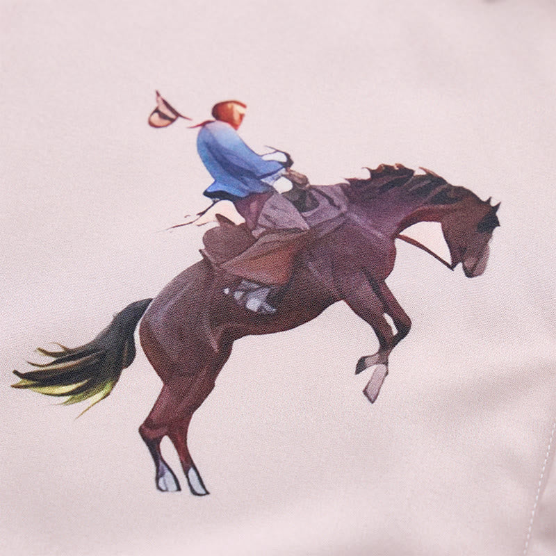 Men's Western Horse Print Casual Loose Short Sleeve Shirt - image 5