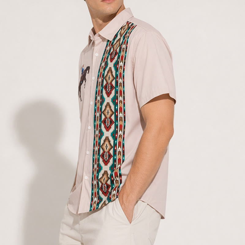 Men's Western Horse Print Casual Loose Short Sleeve Shirt - image 2