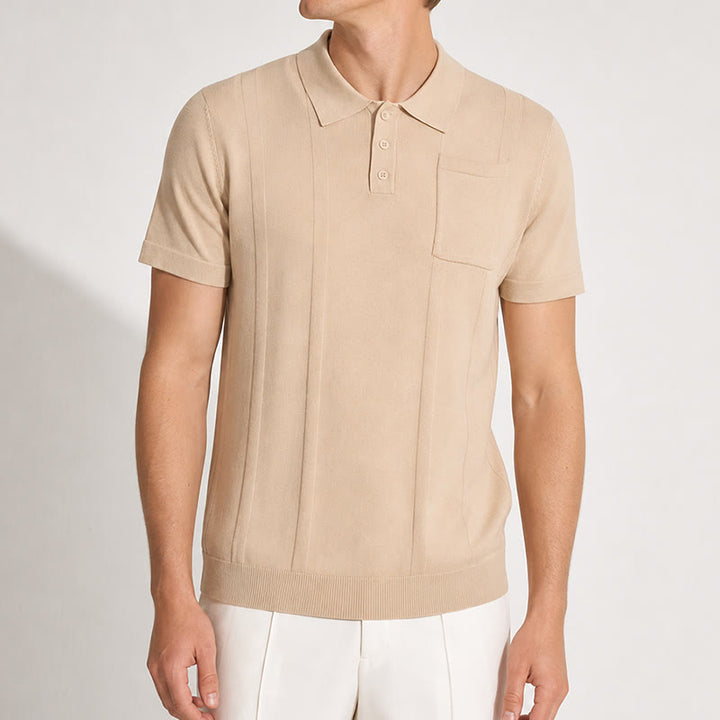 Men's Vertical Striped Knit Casual Daily Mens Polo Shirt - image 1
