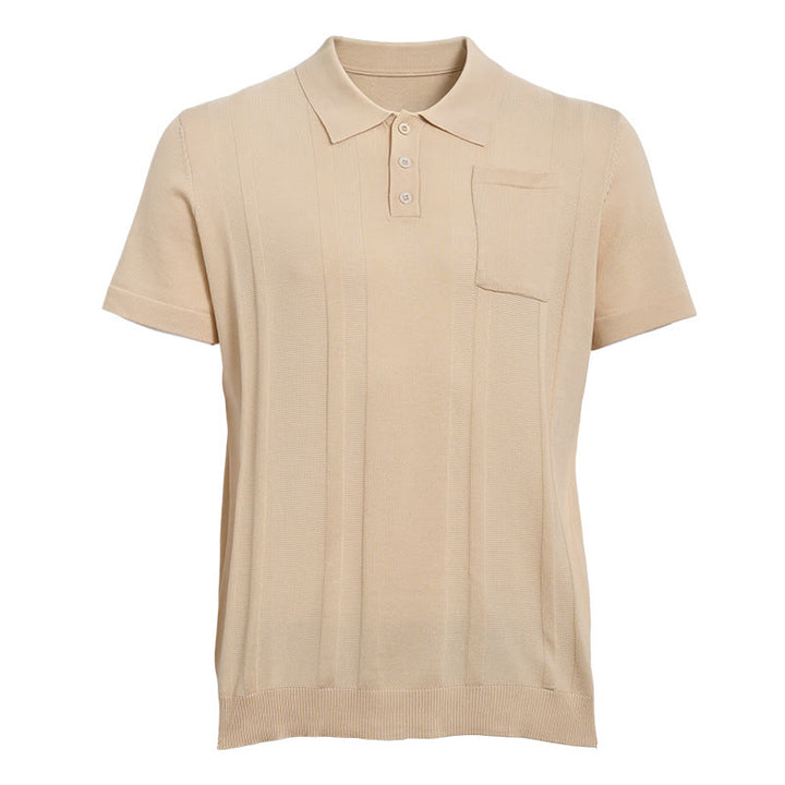 Men's Vertical Striped Knit Casual Daily Mens Polo Shirt - image 11