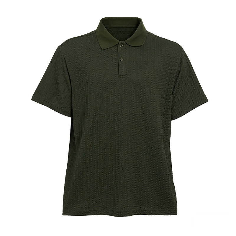 Men's Breathable Textured Knit Relaxed Fit Casual Polo Shirt - image 14