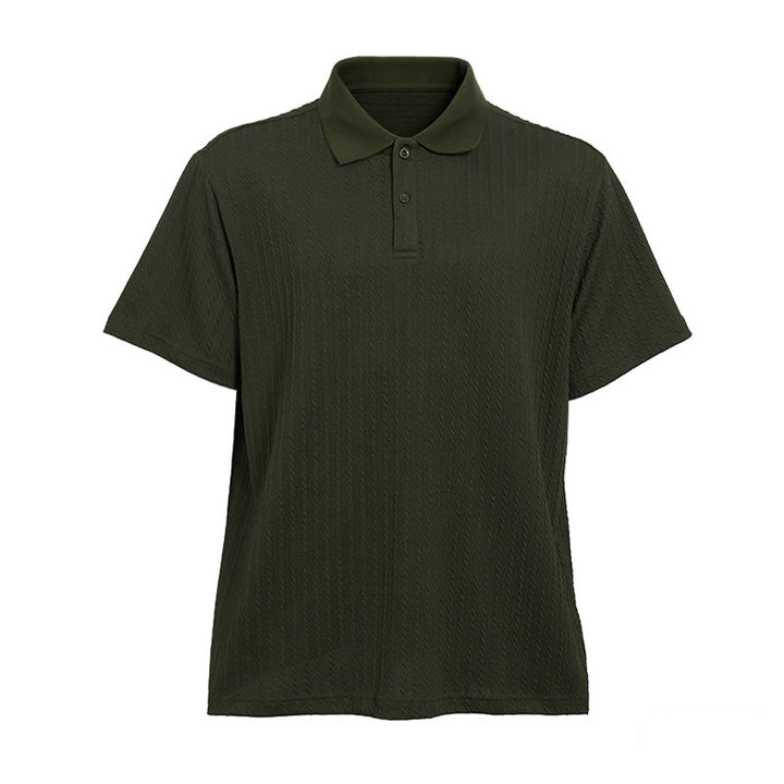 Men's Breathable Textured Knit Relaxed Fit Casual Polo Shirt - image 14