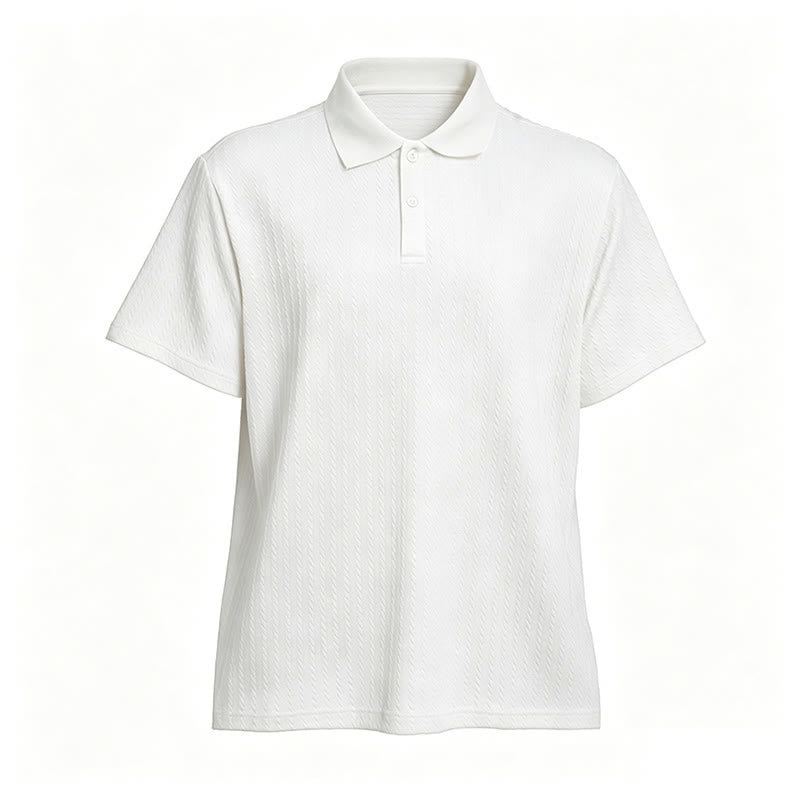 Men's Breathable Textured Knit Relaxed Fit Casual Polo Shirt - image 17