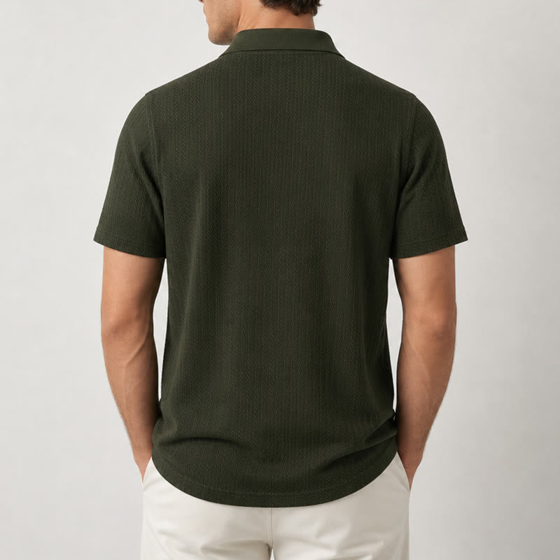 Men's Breathable Textured Knit Relaxed Fit Casual Polo Shirt - image 3