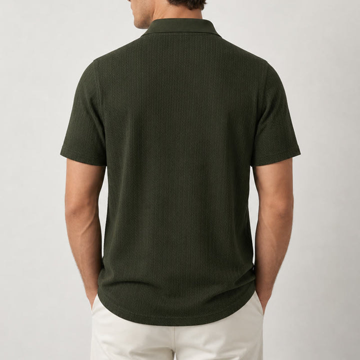 Men's Breathable Textured Knit Relaxed Fit Casual Polo Shirt - image 3