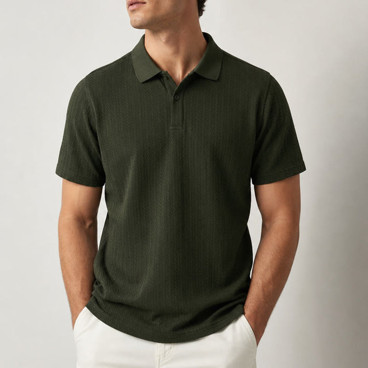 Men's Breathable Textured Knit Relaxed Fit Casual Polo Shirt - image 1