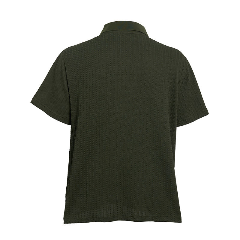 Men's Breathable Textured Knit Relaxed Fit Casual Polo Shirt - image 15