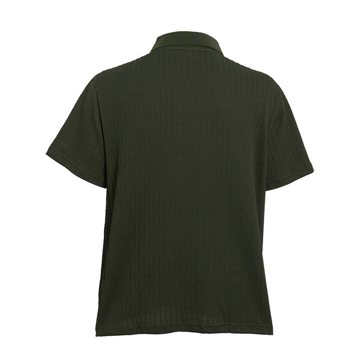 Men's Breathable Textured Knit Relaxed Fit Casual Polo Shirt - image 15