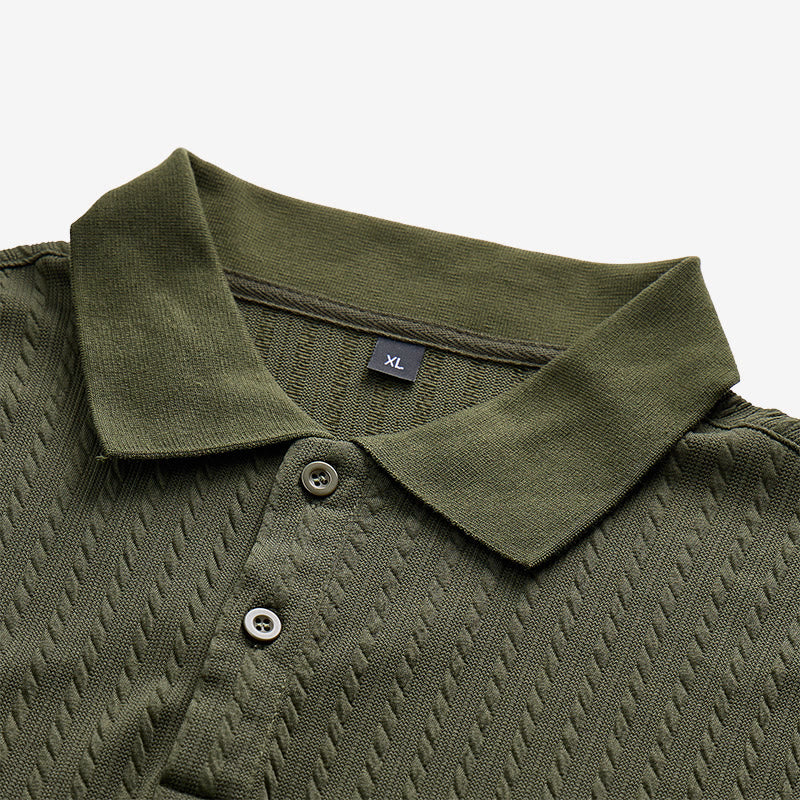 Men's Breathable Textured Knit Relaxed Fit Casual Polo Shirt - image 10