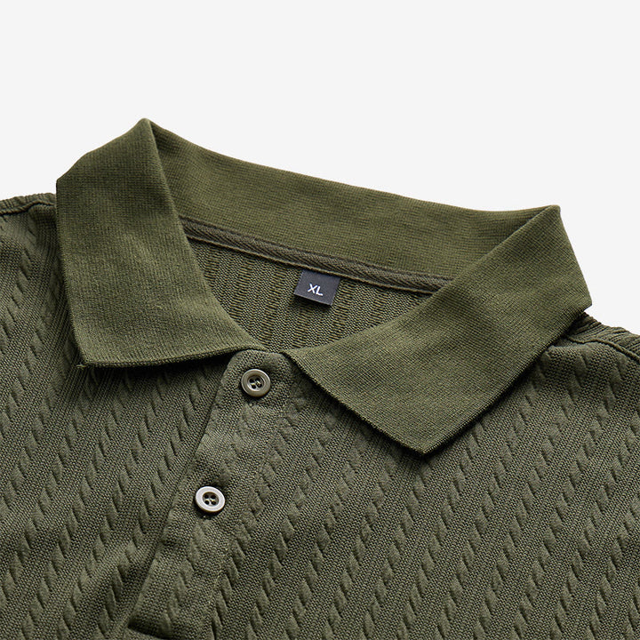 Men's Breathable Textured Knit Relaxed Fit Casual Polo Shirt - image 10