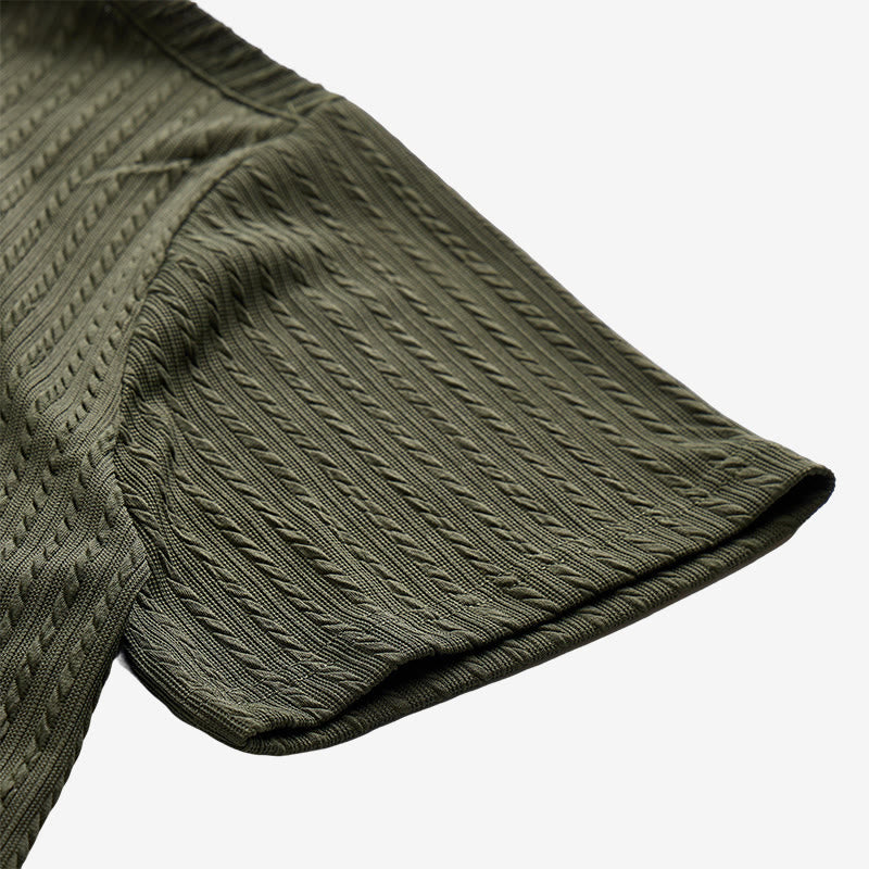 Men's Breathable Textured Knit Relaxed Fit Casual Polo Shirt - image 13