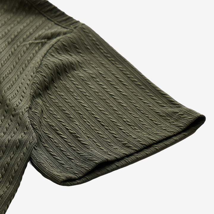 Men's Breathable Textured Knit Relaxed Fit Casual Polo Shirt - image 13