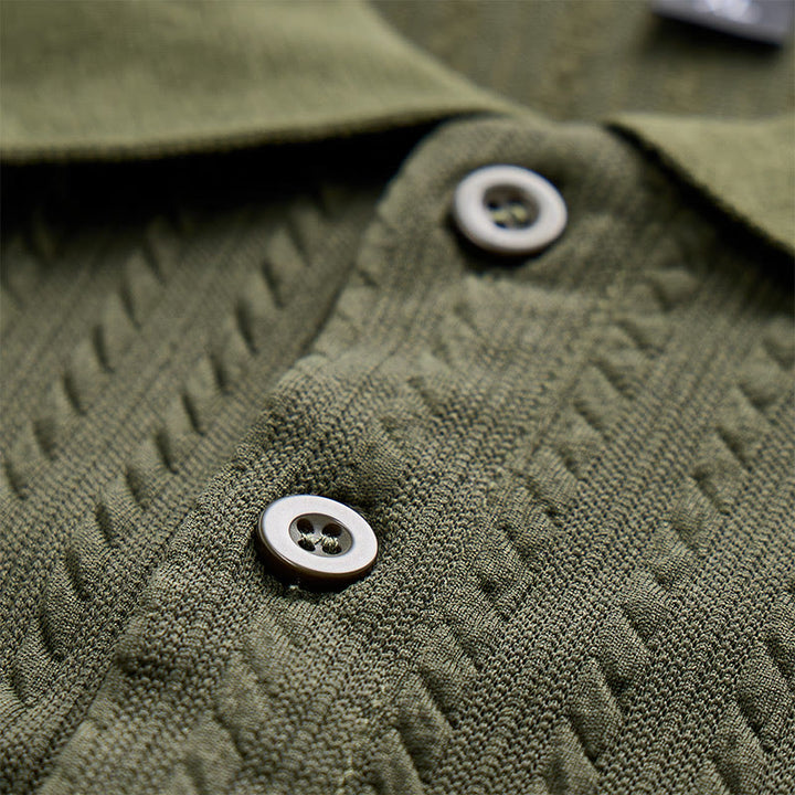 Men's Breathable Textured Knit Relaxed Fit Casual Polo Shirt - image 11