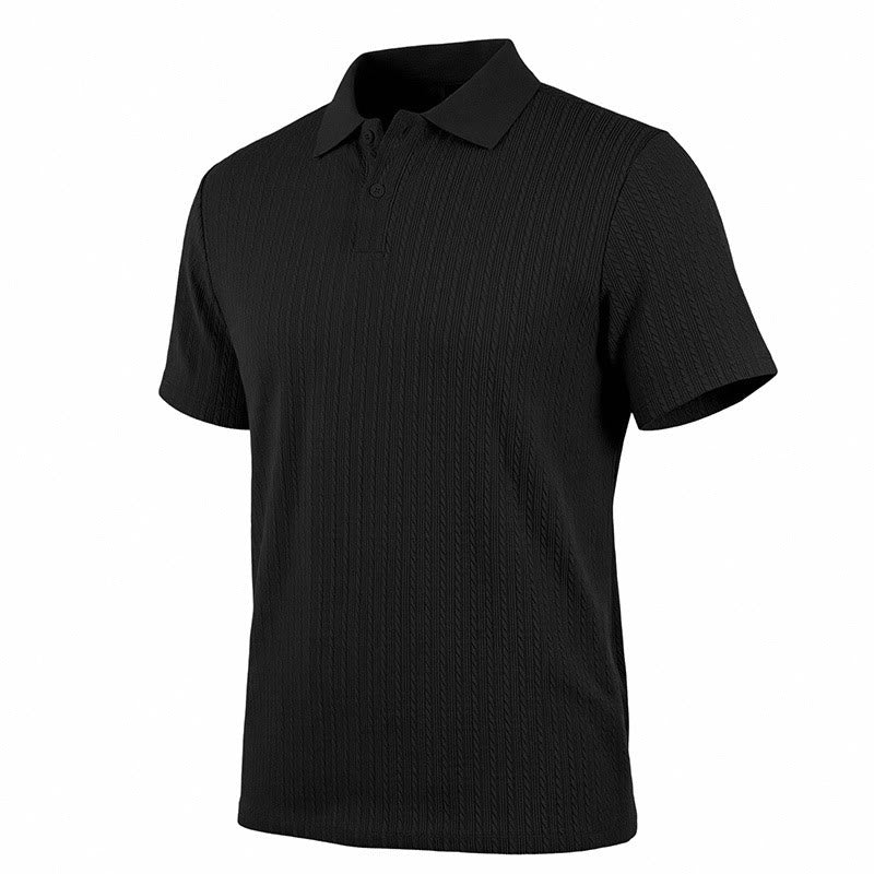 Men's Breathable Textured Knit Relaxed Fit Casual Polo Shirt - image 16
