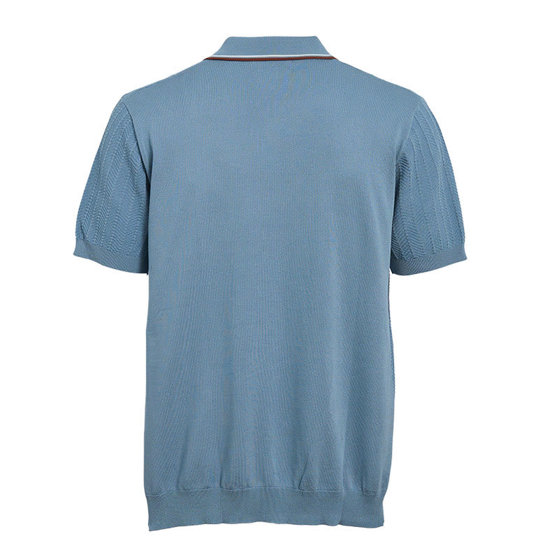 Men's Contrast Trim Collar Knit Short Sleeve Polo Shirt - image 10