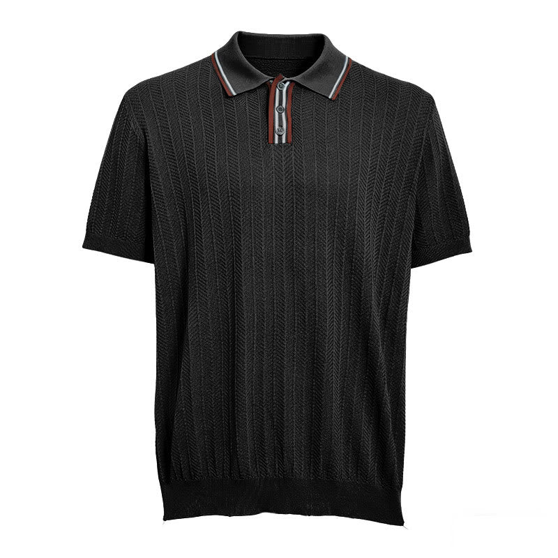 Men's Contrast Trim Collar Knit Short Sleeve Polo Shirt - image 12