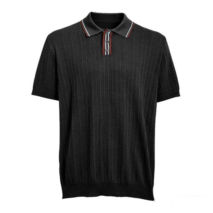Men's Contrast Trim Collar Knit Short Sleeve Polo Shirt - image 12