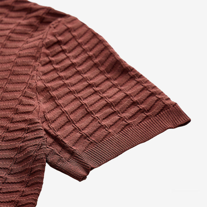 Men's Waffle Knit Half Zip Short Sleeve Polo Shirt - image 9