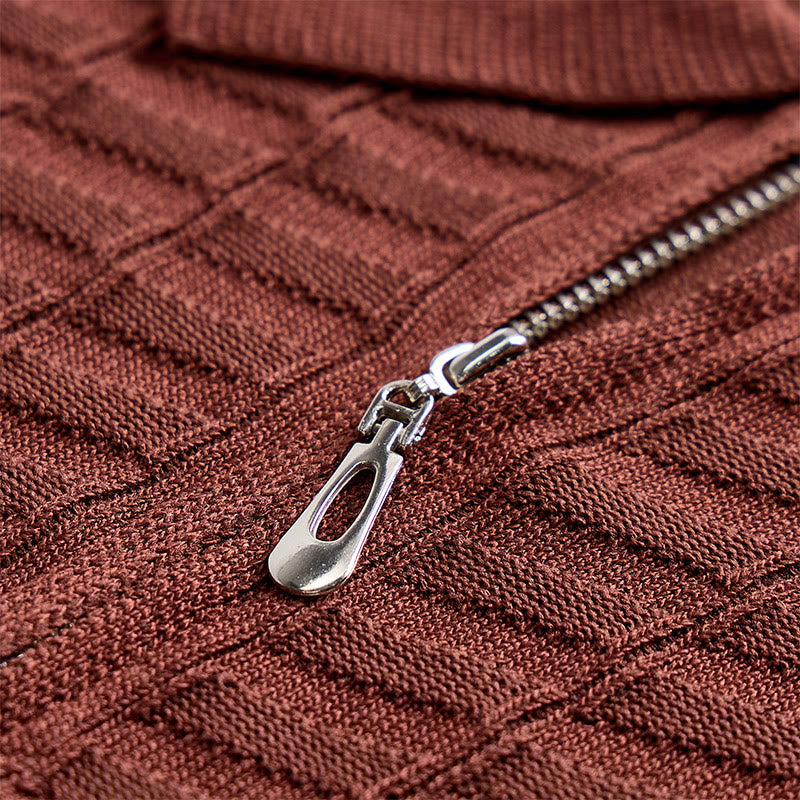 Men's Waffle Knit Half Zip Short Sleeve Polo Shirt - image 7