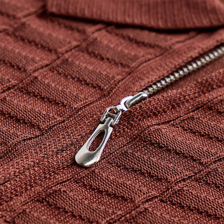 Men's Waffle Knit Half Zip Short Sleeve Polo Shirt - image 7