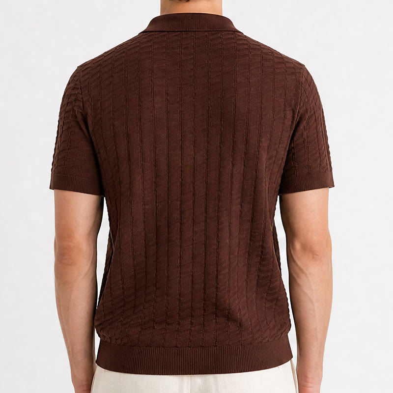 Men's Waffle Knit Half Zip Short Sleeve Polo Shirt - image 3