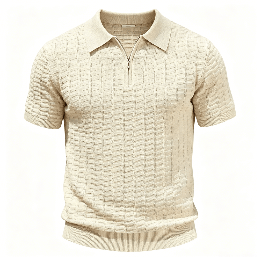 Men's Waffle Knit Half Zip Short Sleeve Polo Shirt - image 13