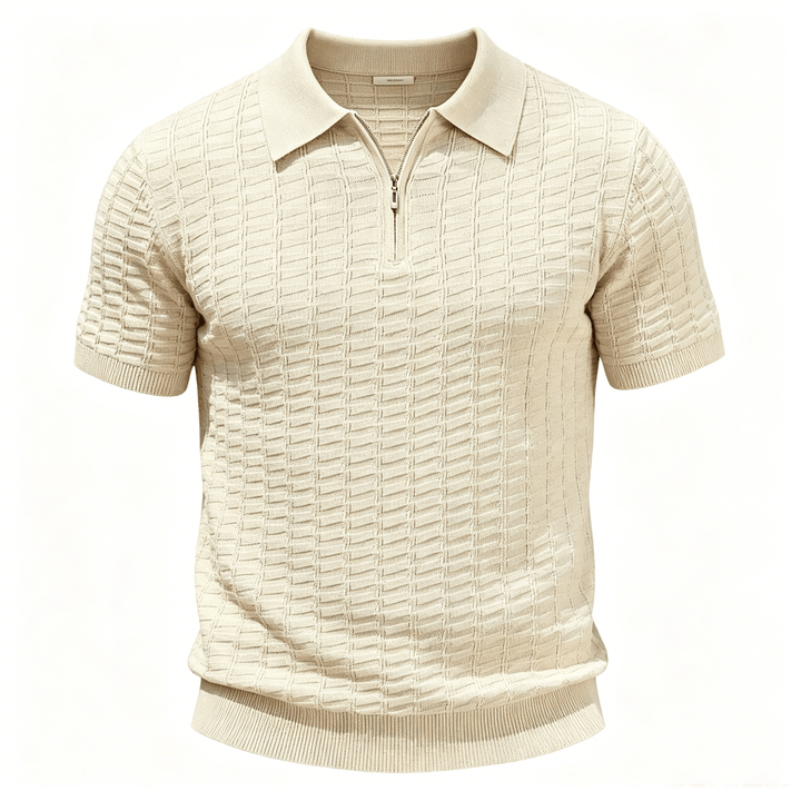 Men's Waffle Knit Half Zip Short Sleeve Polo Shirt - image 13