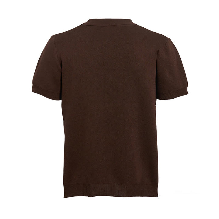 Men's Houndstooth Pattern Knit Short Sleeve Polo Shirt - image 11
