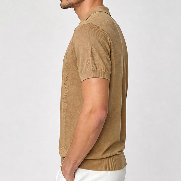 Men's Half Zip Short Sleeve Geometric Knit Polo Shirt - image 2