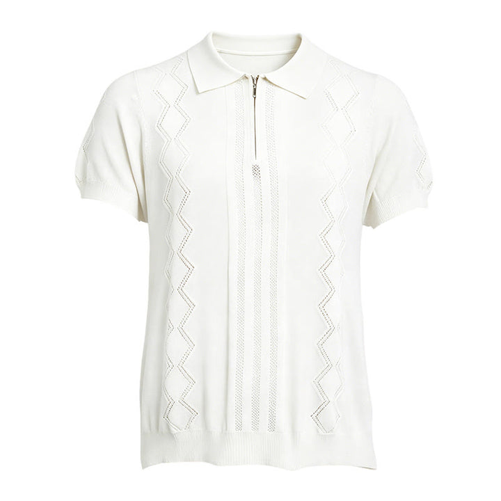 Men's Half Zip Short Sleeve Geometric Knit Polo Shirt - image 14