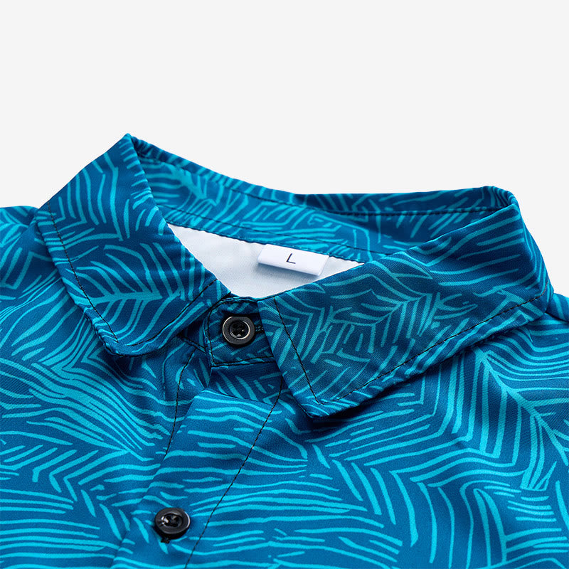 Men's Summer Holiday Teal Abstract Print Short Sleeve Shirt - image 4