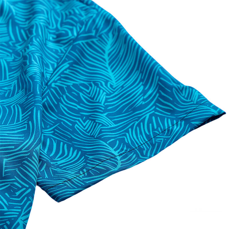 Men's Summer Holiday Teal Abstract Print Short Sleeve Shirt - image 8