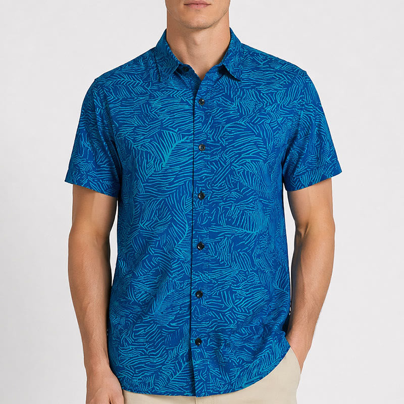 Men's Summer Holiday Teal Abstract Print Short Sleeve Shirt - image 1