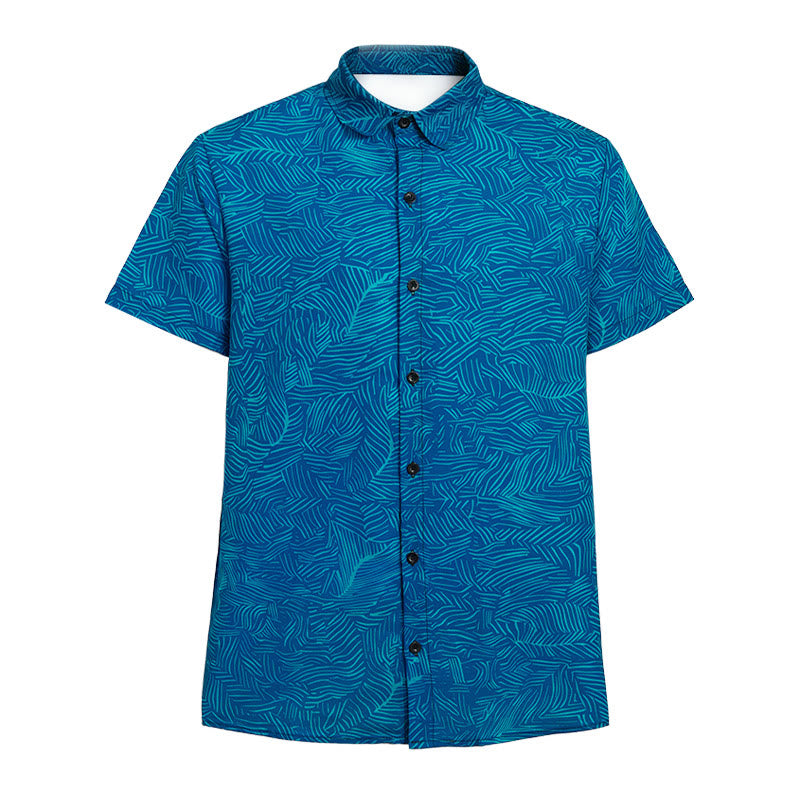 Men's Summer Holiday Teal Abstract Print Short Sleeve Shirt - image 9