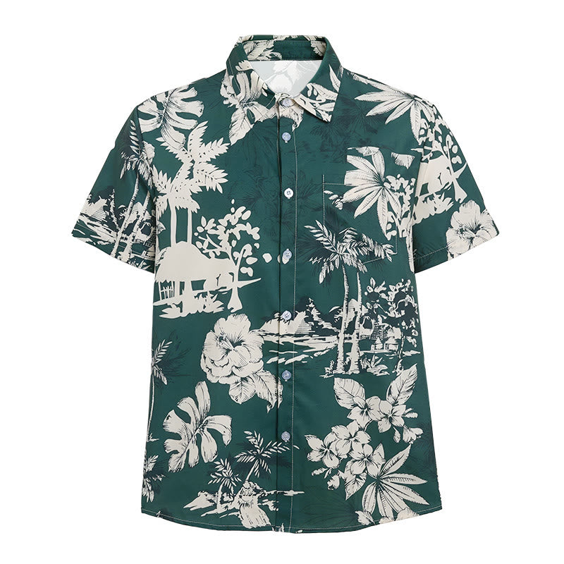 Men's Holiday Hawaiian Floral Print Short Sleeve Button Up Shirt - image 9