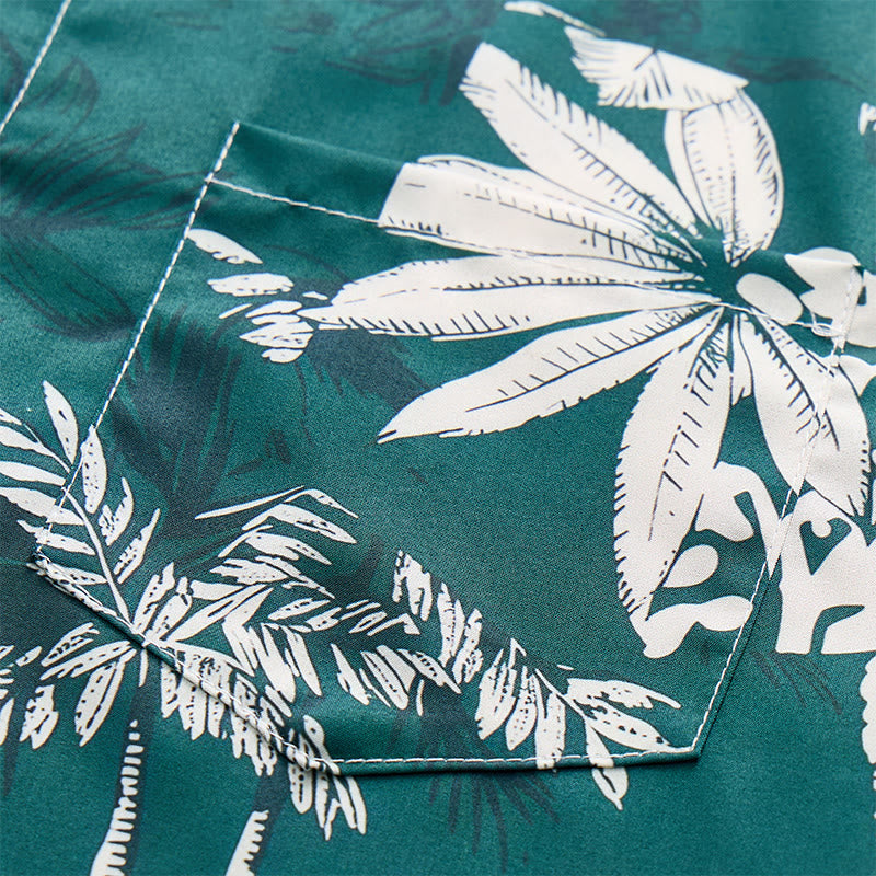 Men's Holiday Hawaiian Floral Print Short Sleeve Button Up Shirt - image 6