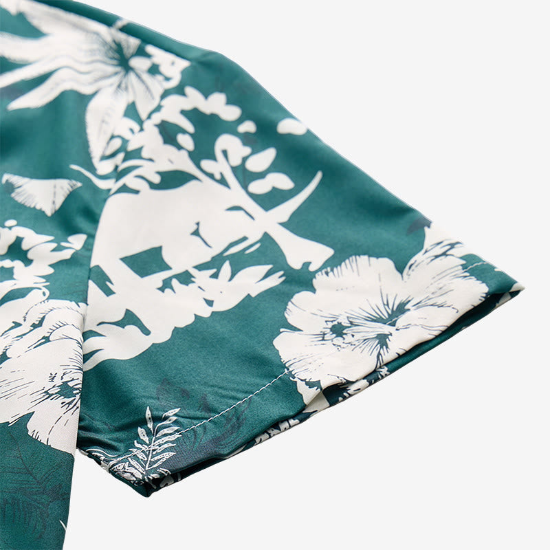 Men's Holiday Hawaiian Floral Print Short Sleeve Button Up Shirt - image 8