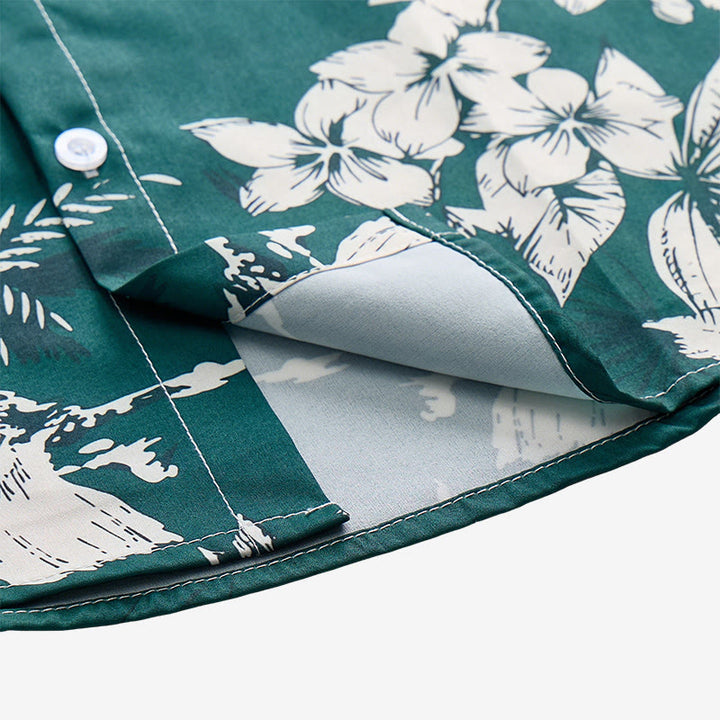 Men's Holiday Hawaiian Floral Print Short Sleeve Button Up Shirt - image 7