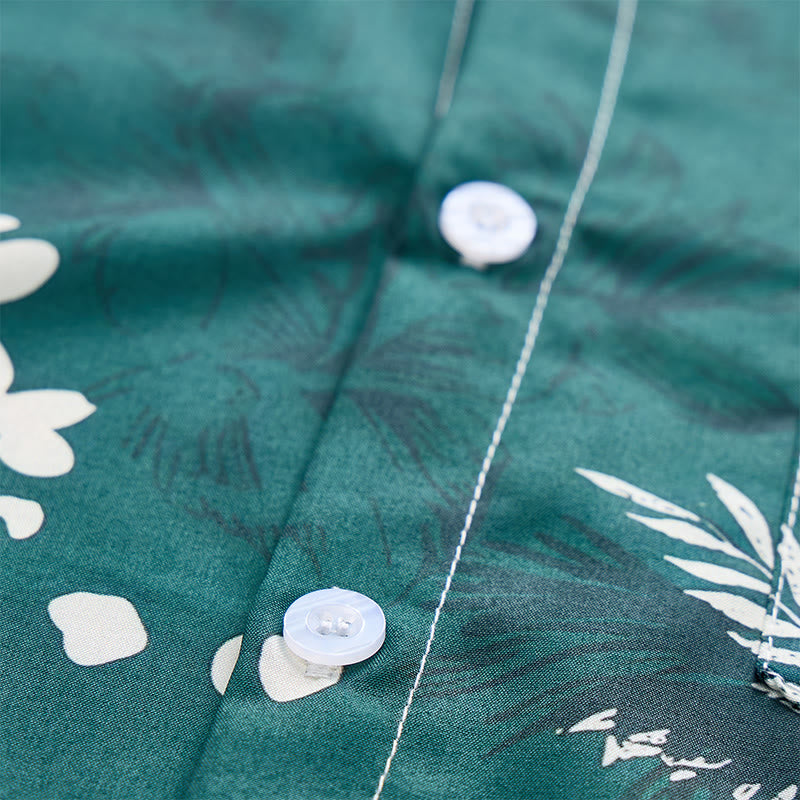 Men's Holiday Hawaiian Floral Print Short Sleeve Button Up Shirt - image 5