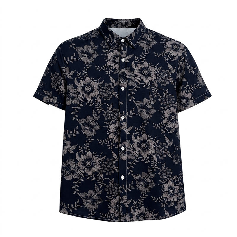 Men's Holiday Floral Print Short Sleeve Casual Shirt - image 18