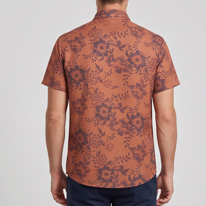 Men's Holiday Floral Print Short Sleeve Casual Shirt - image 3