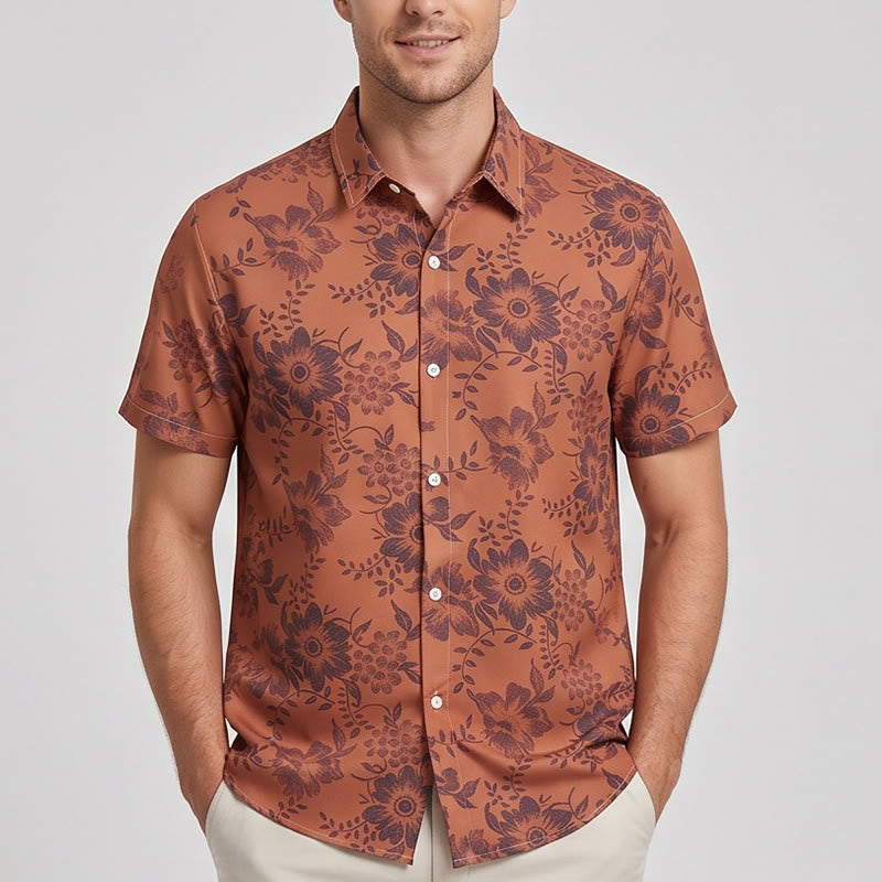 Men's Holiday Floral Print Short Sleeve Casual Shirt - image 1