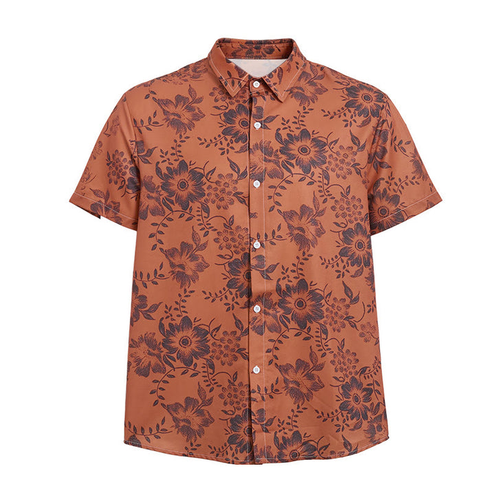 Men's Holiday Floral Print Short Sleeve Casual Shirt - image 13
