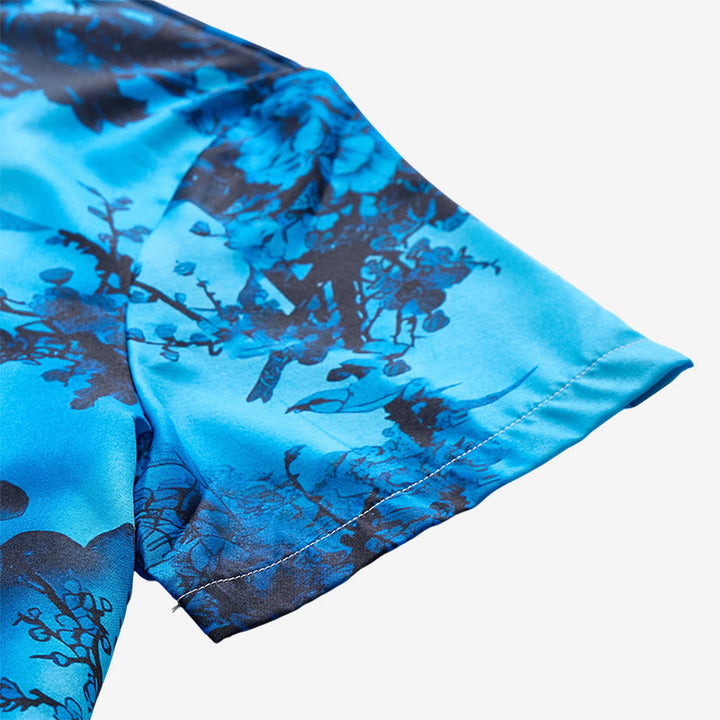 Men's Dark Floral Print Short Sleeve Holiday Shirt - image 8